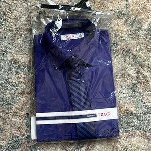 BOYS NWT Izod purple dress shirt with tie